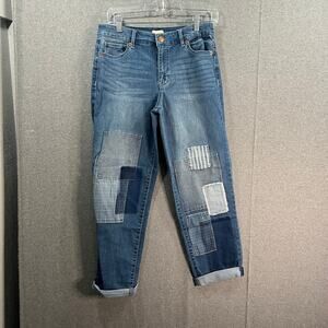 Logo Lavish Jeans Womens 4 Blue Dark Wash Patchwork